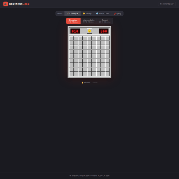 Demineur.com - Jeu de Démineur en Ligne Gratuit